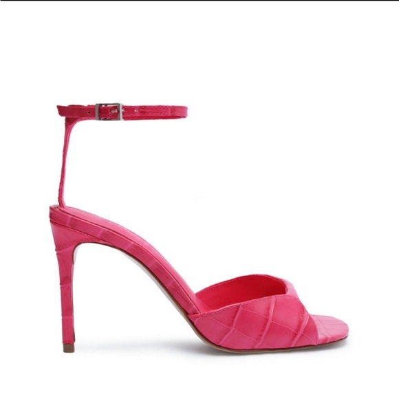 New Schutz Nora Stiletto Crocodile Heel Sandals Paradise Pink 8.5 - Picture 1 of 16